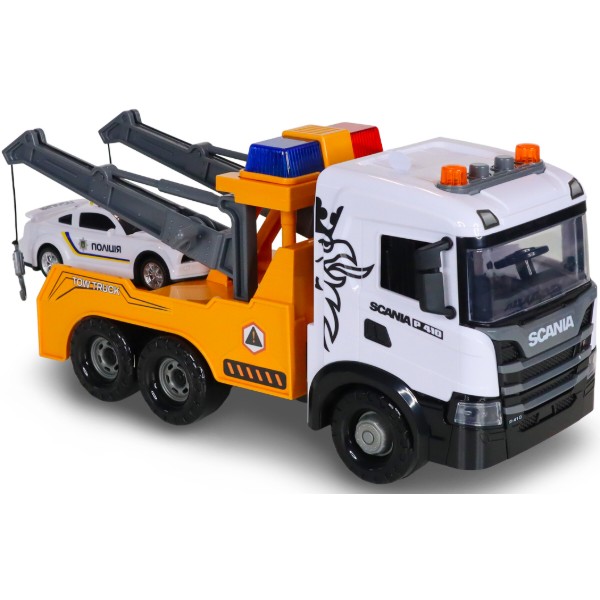 Фото - Наземная спецтехника TechnoDrive Mid Truck – ЭВАКУАТОР SCANIA С МАШИНОЙ ПОЛИЦИИ (свет, звук) (3004KS)